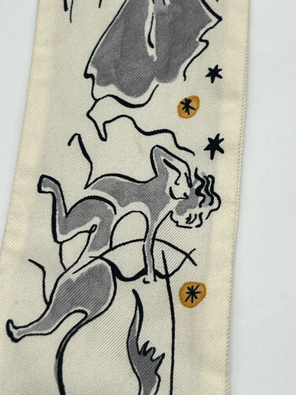 Authentic Christian Dior ABCDior Zodiac Mitzah Z Scarf Twilly White Grey Silk